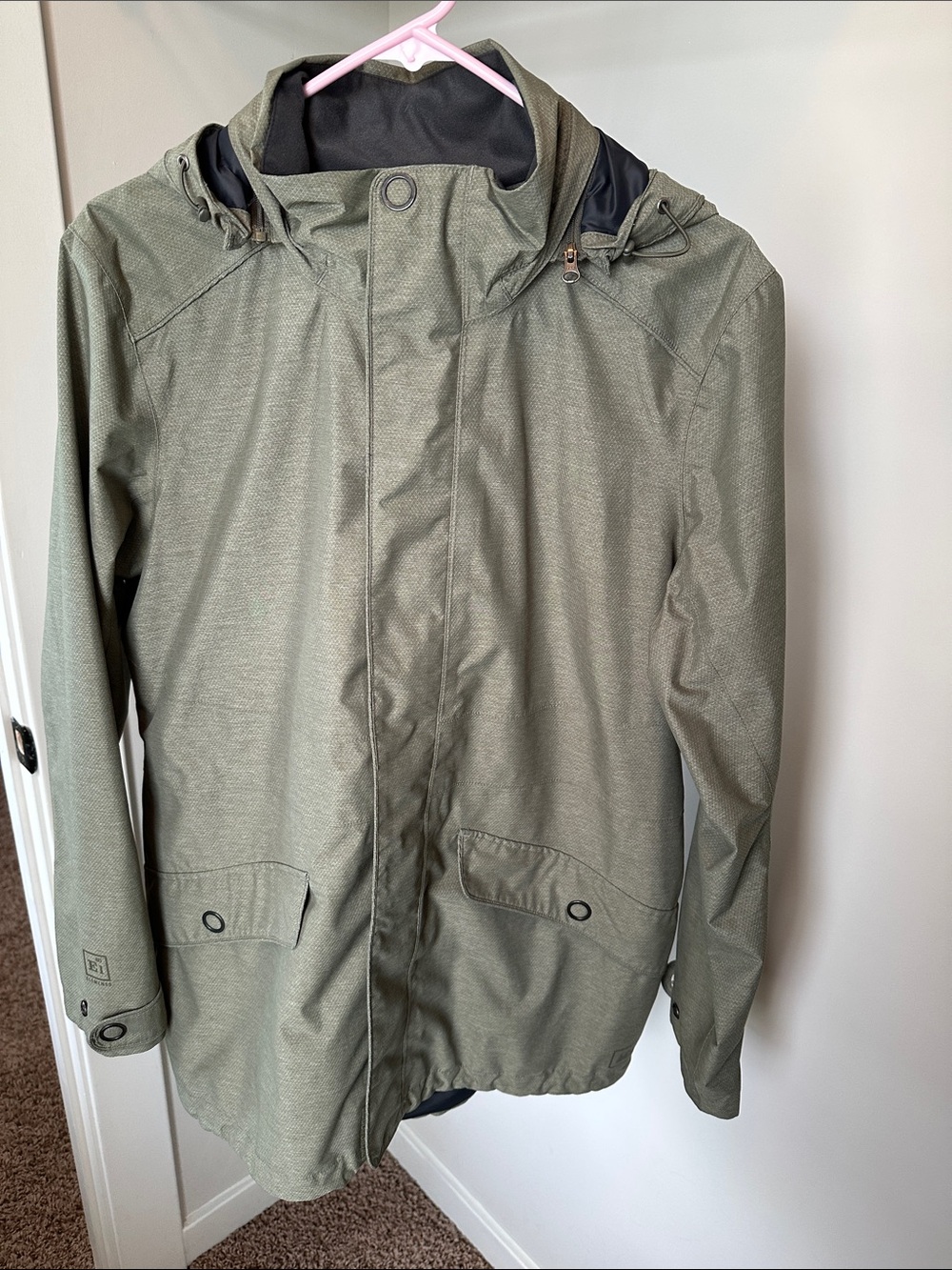 Women’s REI Olive Green Hooded Raincoat